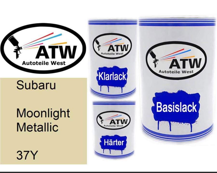 Subaru, Moonlight Metallic, 37Y: 500ml Lackdose + 500ml Klarlack + 250ml Härter - Set, von ATW Autoteile West.